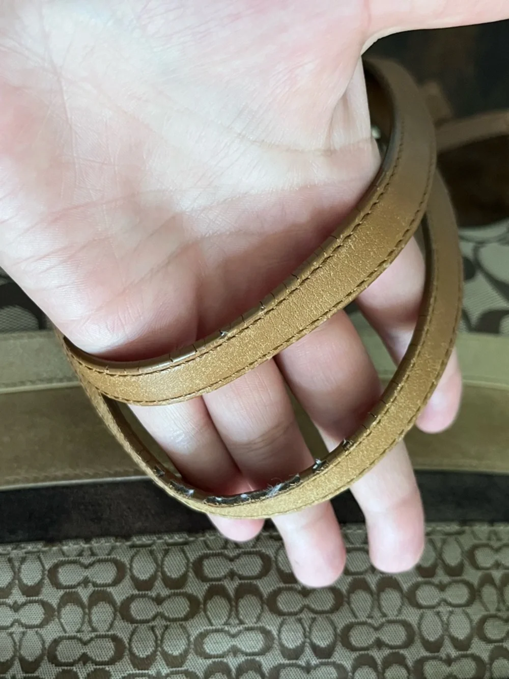 Coach Signature Patchwork stripe Tote in Brown, Tan and Cream - Picture 7 of 12